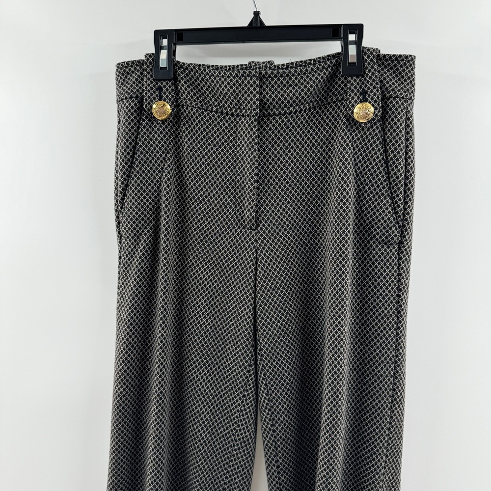 White House Black Market Wide Leg Textured Pants Clasp Waist Size 4 - Picture 3 of 9